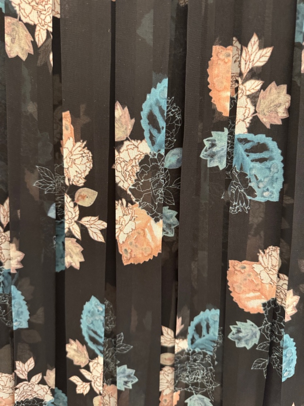 Sachin + Babi Black Sheer Floral Button-Up Blouse with Peach and Teal Accents - Picture 5 of 5